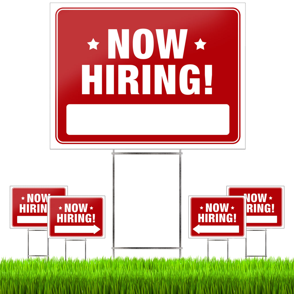 Now Hiring Signs with Stakes